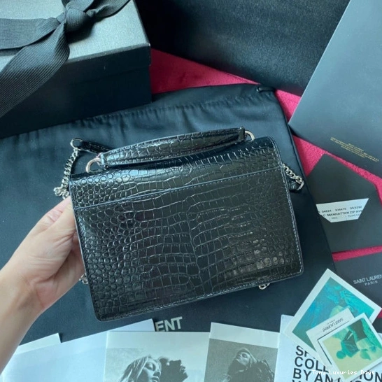 Tony Luxuries IN SHINY SUNSET LEATHER CROCODILE-EMBOSSED YSL 0819